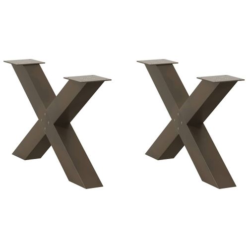 Vidaxl Pieds De Table Basse Forme De X 2pcs Acier Naturel 70x(42-43)Cm