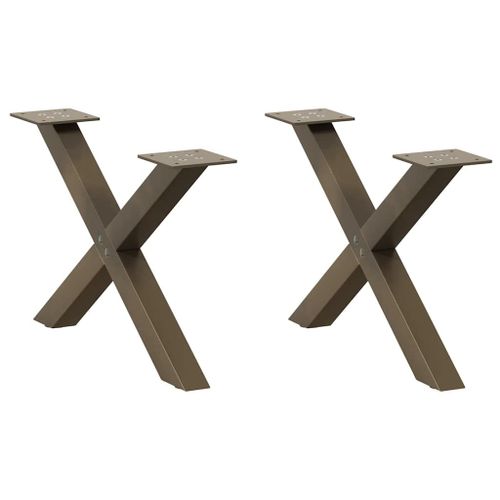 Vidaxl Pieds De Table Basse Forme De X 2pcs Acier Naturel 60x(30-31)Cm