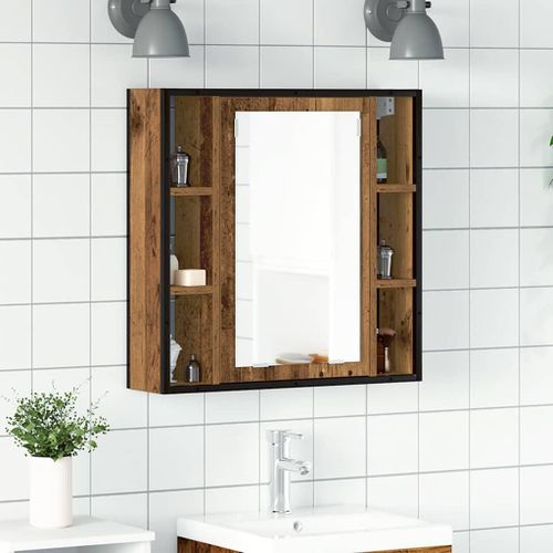 Vidaxl Armoire À Miroir De Salle De Bain Vieux Bois Bois D'ingénierie