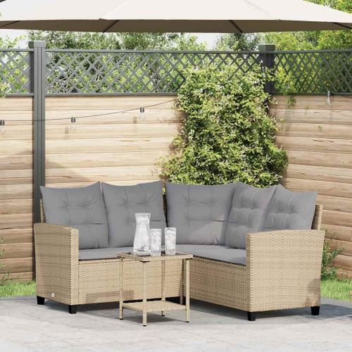Vidaxl Canapé De Jardin Avec Table Et Coussins En Forme De L Beige