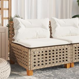Vidaxl Canapé De Jardin Sans Accoudoirs Coussins Beige Résine Tressée