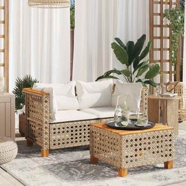 Vidaxl Canapés D'angle De Jardin Et Coussins 2pcs Beige Résine Tressée