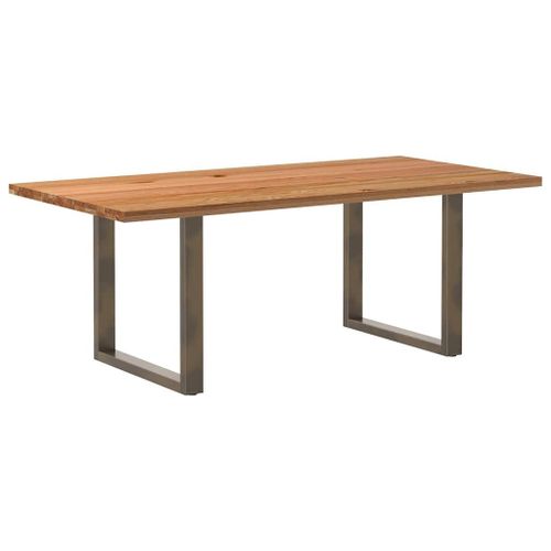 Vidaxl Table À Manger Marron Clair Bois De Chêne Massif Rectangulaire