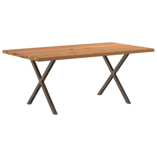 Vidaxl Table À Manger Marron Clair Bois De Chêne Massif Rectangulaire