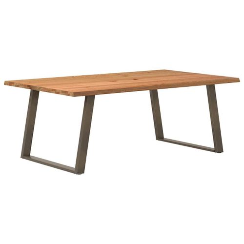 Vidaxl Table À Manger Et Bord Naturel Bois Massif Chêne Rectangulaire