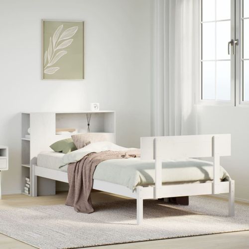 Vidaxl Lit Bibliothèque Sans Matelas Blanc 75x190cm Bois De Pin Massif