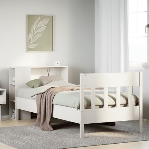 Vidaxl Lit Bibliothèque Sans Matelas Blanc 75x190cm Bois De Pin Massif