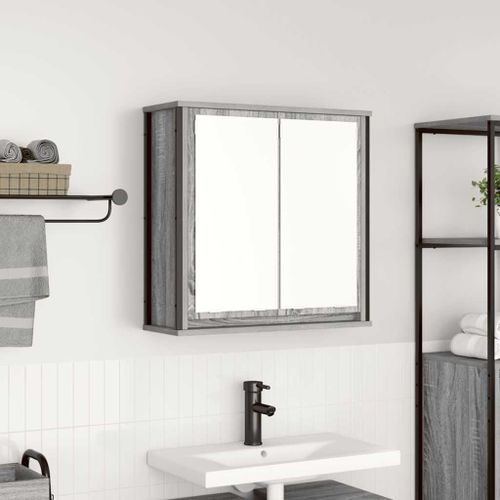 Vidaxl Armoire Murale De Salle De Bain Miroir Sonoma Gris 60x21x60 Cm