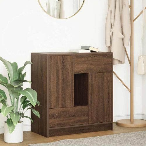Vidaxl Buffet Avec Tiroirs Et Portes Chêne Marron 70,5x34x74,5 Cm