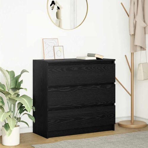 Vidaxl Buffet Chêne Noir 80x35x76 Cm Bois D'ingénierie