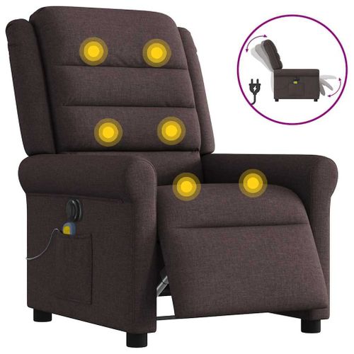 Vidaxl Fauteuil De Massage Inclinable Électrique Marron Foncé Tissu