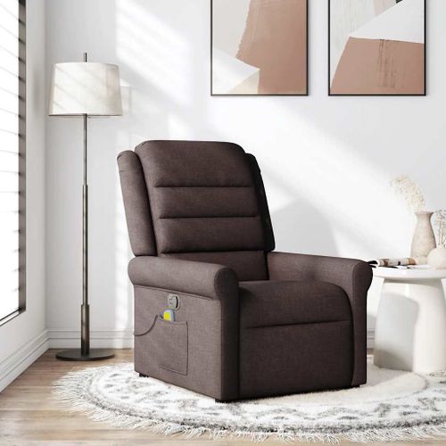 Vidaxl Fauteuil De Massage Inclinable Marron Foncé Tissu