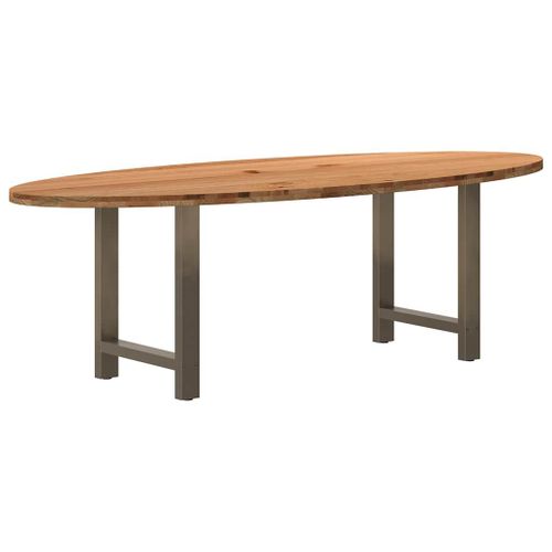 Vidaxl Table À Manger Marron Clair Bois De Chêne Massif Ovale