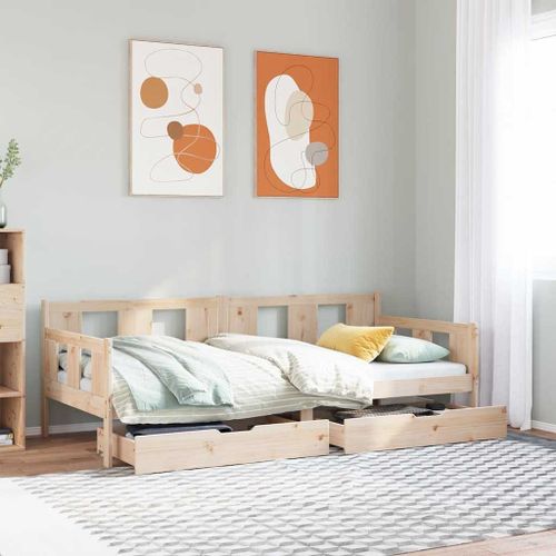 Vidaxl Lit De Jour Avec Tiroirs Sans Matelas 90x190 Cm Bois Massif