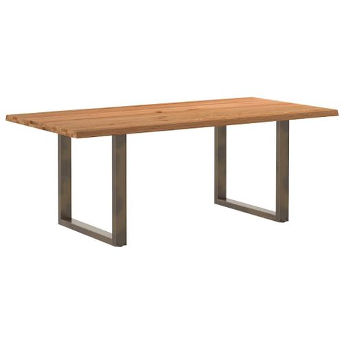 Vidaxl Table À Manger Bord Naturel Bois Massif Chêne Rectangulaire