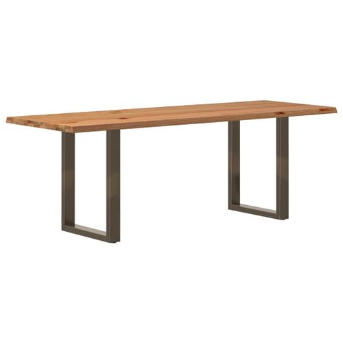 Vidaxl Table À Manger Et Bord Naturel Bois Massif Chêne Rectangulaire