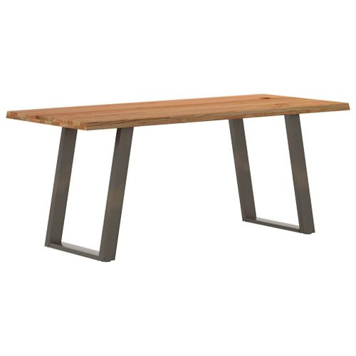 Vidaxl Table À Manger Et Bord Naturel Bois Massif Chêne Rectangulaire