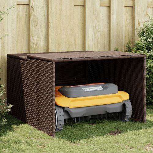 vidaXL Garage pour robot tondeuse marron 86x90x52/57 cm résine tressée