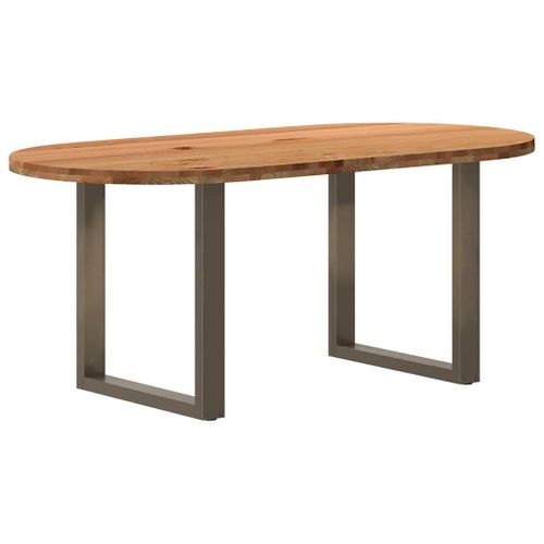 Vidaxl Table À Manger Marron Clair Bois De Chêne Massif Ovale