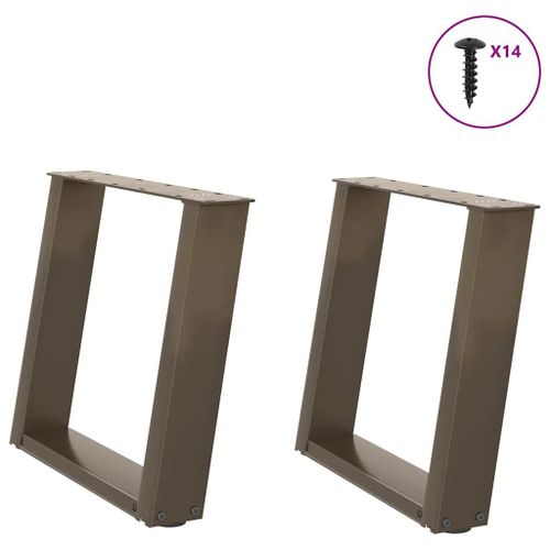 Vidaxl Pieds De Table Basse Forme De U 2pcs Acier Naturel 50x(42-43)Cm