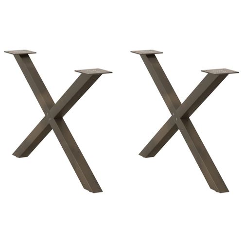 Vidaxl Pieds De Table Basse Forme De X 2pcs Acier Naturel 70x(42-43)Cm