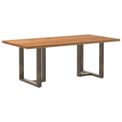 Vidaxl Table À Manger Marron Clair Bois De Chêne Massif Rectangulaire