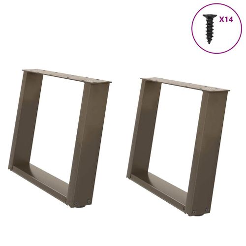 Vidaxl Pieds De Table Basse Forme De U 2pcs Acier Naturel 60x(42-43)Cm