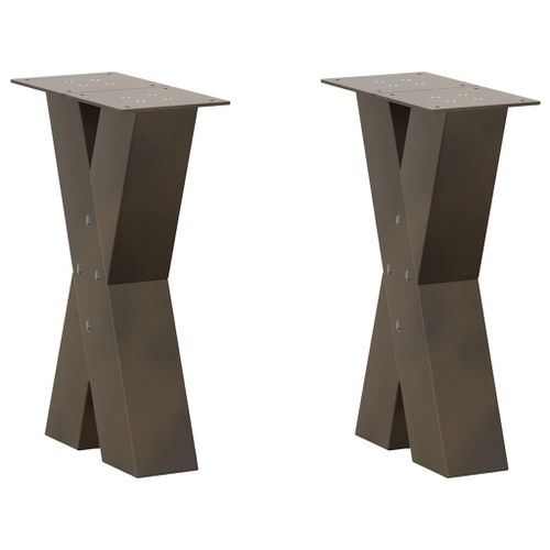 Vidaxl Pieds De Table Basse Forme De X 2pcs Acier Naturel 28x(42-43)Cm