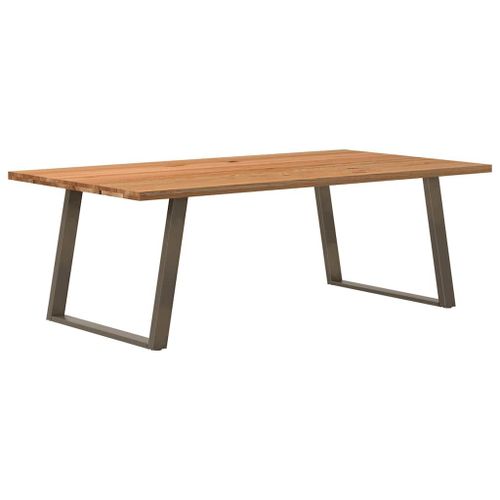 Vidaxl Table À Manger Marron Clair Bois De Chêne Massif Rectangulaire