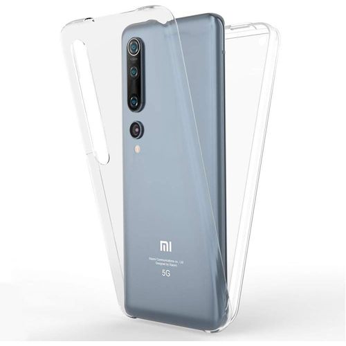 360 Degrés Housse Pour Xiaomi Mi 10 Coque, Full-Cover Etui Mince Hardcase Arrière & Protection D'ecran Avant, Anti-Choc Couverture Case Telephone Portable Protege Cover - Transparent