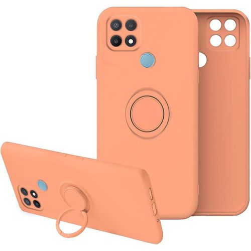 Compatible Avec Coque Oppo A15 Silicone, Oppo A15 Case, Antichoc Protection Anti-Dérapant Cover Voiture Magnetique Housse Orange, Oppo A15