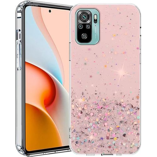 Compatible Avec Coque Redmi Note 10s Paillette Silicone Antichoc Protection Etui Xiaomi Redmi Note 10s Transparent Glitter Anti-Rayures Ultra-Mince Housse Redmi Note 10s, Rose