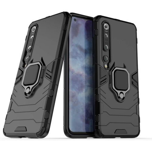 Coque Armure Pour Téléphone Xiaomi Avec Anneau Rotatif À 360 Degrés, Silicone Tpu Et Polycarbonate Double Couche, Résistante Aux Chocs, Pour Xiaomi Mi 10/10 Pro, Noir