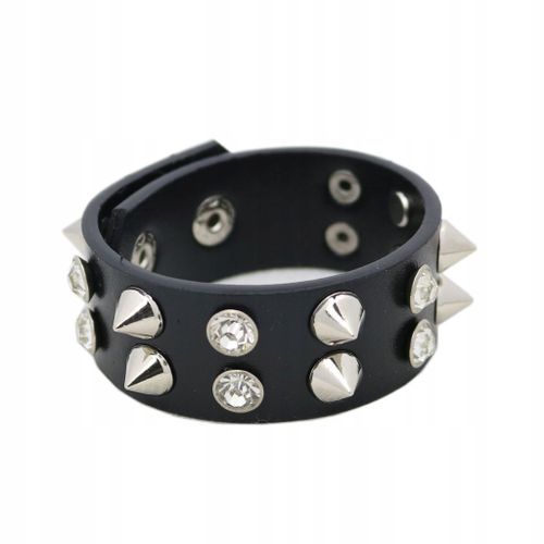 Bracelet Générique En Similicuir Noir, Bracelet Punk Argenté