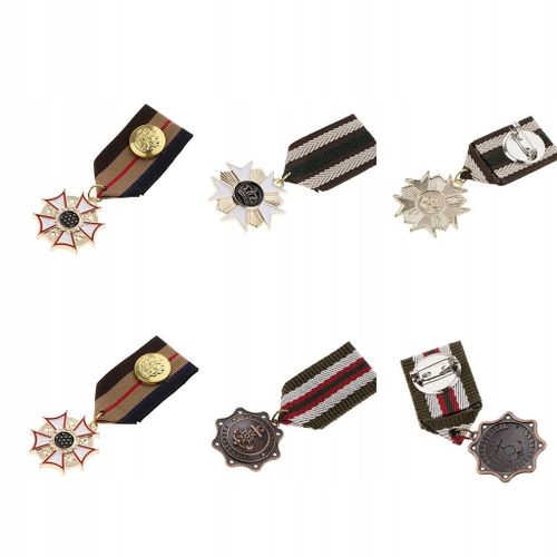 Lot De 6 Broches De Cravate Rétro Avec Médaille, Étoile Et Badge, Soutien-Gorge Uni, Patriot