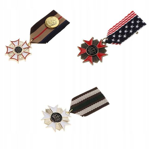 Hellery Lot De 3 Broches Vintage Unisexes Avec Médailles Et Insignes Militaires