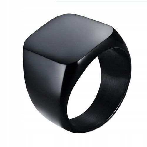 Chevalière Pour Homme En Acier Inoxydable Poli Massif, Style Motard, Noire, Pointure Us 8