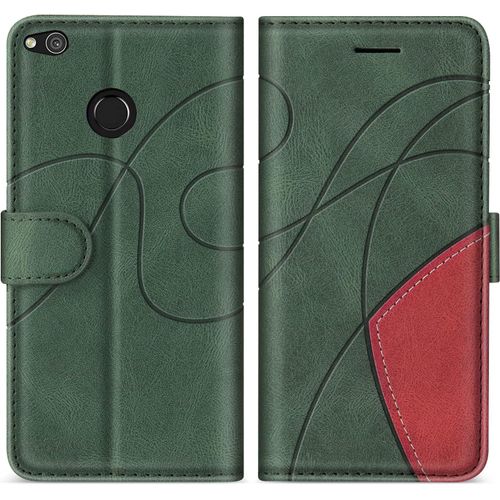Coque Pour Huawei P8 Lite 2017 / P9 Lite 2017 / Honor 8 Lite, Etui En Cuir Pu Portefeuille Coque Avec Fente Carte, Antichoc Housse De Protection Pour Huawei P8 Lite 2017, Vert