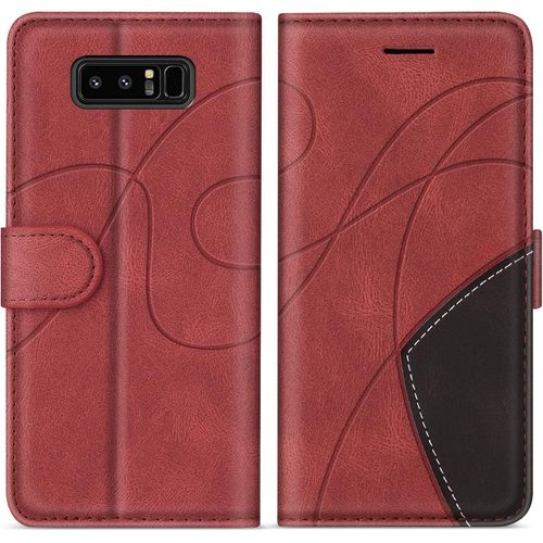 Coque Pour Galaxy Note 8, Etui En Cuir Pu Portefeuille Coque Avec Fente Carte, Antichoc Housse De Protection Pour Samsung Galaxy Note 8, Rouge