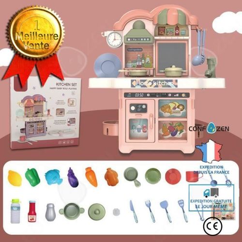 Confo® Jouets De Simulation Pour Enfants Avec Vaisselle De Maison Avec Son Et Lumière Diy Cuisine Et Pressage D'eau Jouet De Cuisine