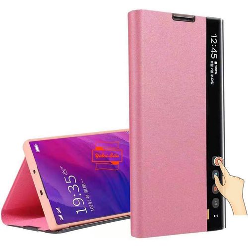 Coque Galaxy Note 10 Étui Smart Touch Fenêtre Intelligente,Fonction Réveil-Veille Pu Cuir Étui Support Housse Coque Rabattable Case Pour Samsung Galaxy Note 10 6,3"" - Or Rose