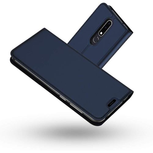 Coque Nokia 3.1 Plus, Ultra Mince En Cuir Pu Premium Housse À Rabat Portefeuille Coque Antichoc Tpu Fente Pour Carte Fermoir Magnétique Pour Nokia 3.1 Plus Bleu