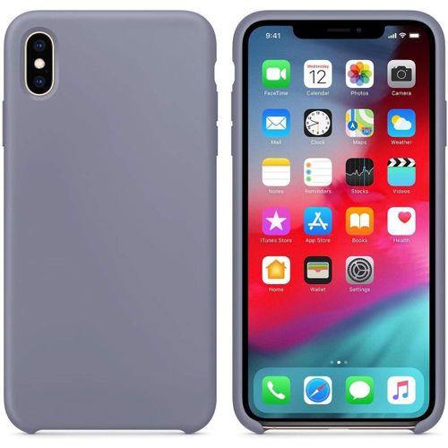 Coque Iphone Xs Max Silicone Liquide Ultra-Mince Fine Anti-Rayure Housse Protection Silicone Anti-Patinage Gel Originale Slim Soft Microfiber Coussin Cover Case,Pour Apple Iphone Xs Max,Gris Lavande