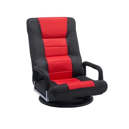 Chaise De Sol Pivotante À 360°-Vevor-Avec Accoudoirs-Avec Dossier Pliable À 6 Positions Réglables Et Support Lombaire-Rouge Et Noir 
