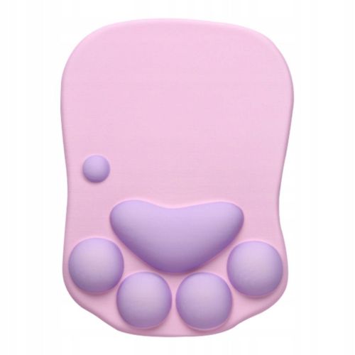 Tapis de souris antidérapant motif patte de chat, doux et décoratif, violet et rose