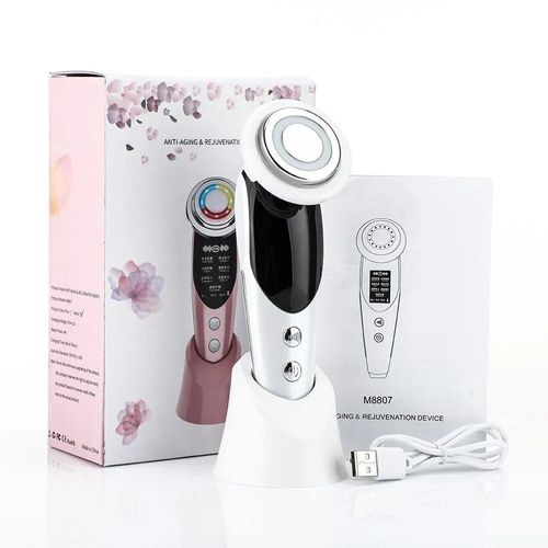 Appareil De Lifting Du Visage 7 En 1 Pour Femme, Micro-Courant, Soin De La Peau, Ems Rf, Masseur Facial, Luminothérapie, Anti-Âge, Déformable, Beauté-Blanc