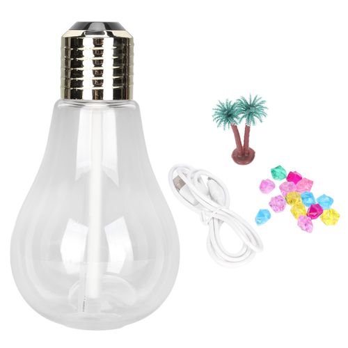 Humidificateur a ampoule, mini humidificateur portable, pour la maison, le bureau, la voiture, le sommeil de bebe, la chambre a coucher, decoration, dore