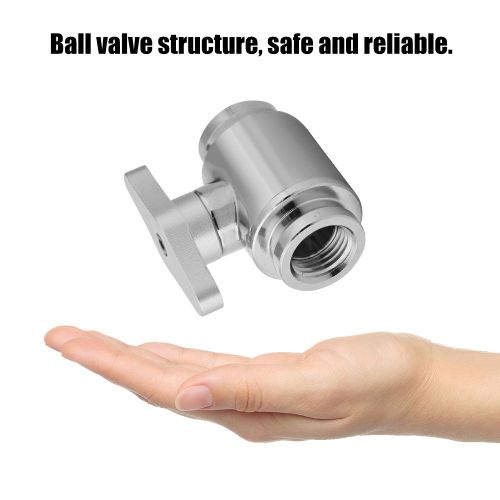 Robinet a boisseau spherique argente a filetage interne G1/4" pour systeme de refroidissement par eau d'ordinateur (poignee argentee)