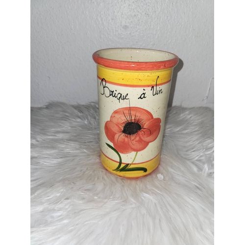 Brique à vin en céramique peinte à la main - Décor fleur de coquelicot