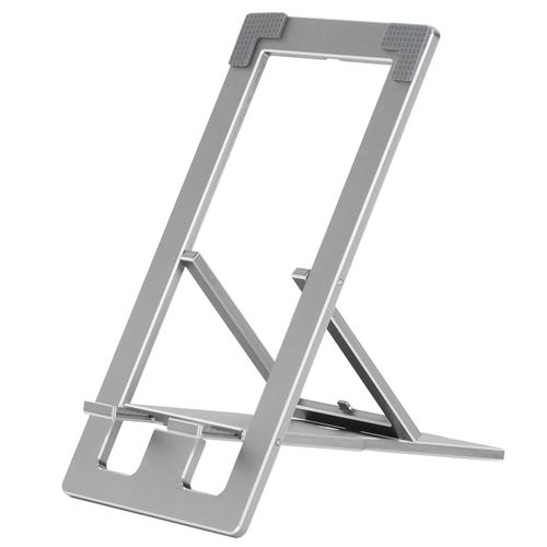 Support De Telephone Portable Reglable Et Pliable En Metal Pour Bureau, Support De Tablette Et Telephone Portable, Gris